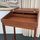 Mid-Century Modern Custom-Made Walnut Standing Flip Top Desk