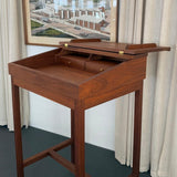 Mid-Century Modern Custom-Made Walnut Standing Flip Top Desk