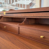 Mid-Century Modern Custom-Made Walnut Standing Flip Top Desk