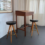 Mid-Century Modern Custom-Made Walnut Standing Flip Top Desk