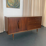 Mid-Century Modern Brass And Walnut Credenza Dresser