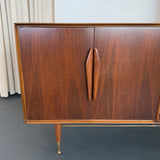 Mid-Century Modern Brass And Walnut Credenza Dresser