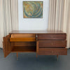 Mid-Century Modern Brass And Walnut Credenza Dresser