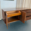 Mid-Century Modern Brass And Walnut Credenza Dresser
