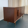Mid-Century Modern Brass And Walnut Credenza Dresser