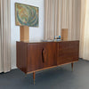 Mid-Century Modern Brass And Walnut Credenza Dresser
