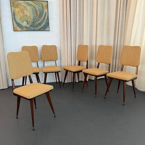Set Of Six Italian Mid-Century Modern Mahogany Dining Chairs