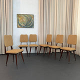 Set Of Six Italian Mid-Century Modern Mahogany Dining Chairs
