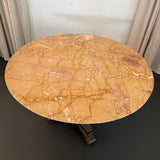Art Deco Blush Pink Marble Pedestal Bistro Dining Table