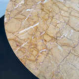 Art Deco Blush Pink Marble Pedestal Bistro Dining Table
