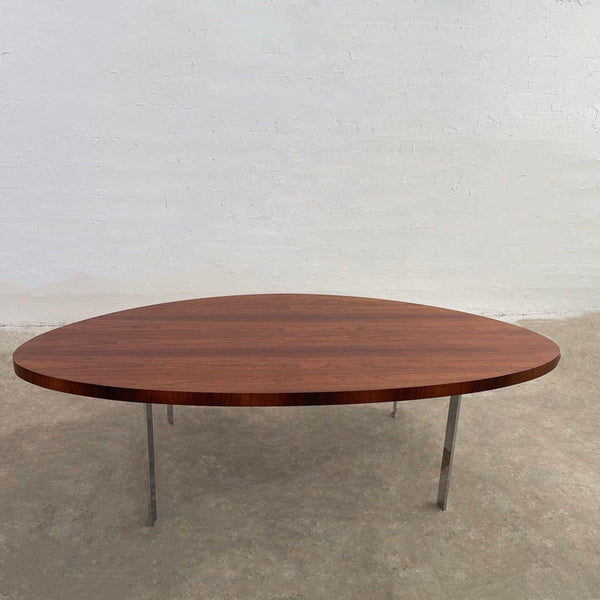 Large Vintage Scandinavian Modern Rosewood Chrome Oval Coffee Table ...
