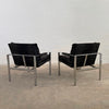 Milo Baughman For Thayer Coggin Upholstered Flat Bar Chrome Lounge Chairs