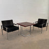 Milo Baughman For Thayer Coggin Upholstered Flat Bar Chrome Lounge Chairs