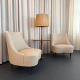 Edward Wormley For Dunbar Teardrop Slipper Chairs With Snack Table Floor Lamp
