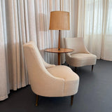 Edward Wormley For Dunbar Teardrop Slipper Chairs With Snack Table Floor Lamp
