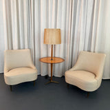 Edward Wormley For Dunbar Teardrop Slipper Chairs With Snack Table Floor Lamp