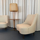 Edward Wormley For Dunbar Teardrop Slipper Chairs With Snack Table Floor Lamp