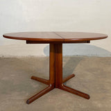 Scandinavian Modern Round Teak Extension Pedestal Dining Table