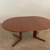 Scandinavian Modern Round Teak Extension Pedestal Dining Table