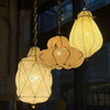 Trio Of Mid-Century Caged Quilted Murano Glass Pendants