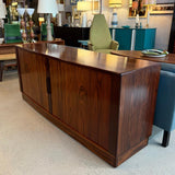 Scandinavian Modern Curved Front Rosewood Tambour Credenza