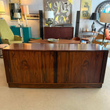 Scandinavian Modern Curved Front Rosewood Tambour Credenza