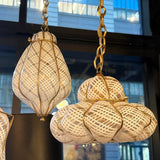 Trio Of Mid-Century Caged Quilted Murano Glass Pendants
