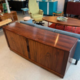 Scandinavian Modern Curved Front Rosewood Tambour Credenza