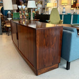 Scandinavian Modern Curved Front Rosewood Tambour Credenza
