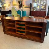 Scandinavian Modern Curved Front Rosewood Tambour Credenza