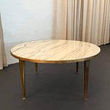 Italian Mid-Century Modern Round Brass And Marble Coffee Table