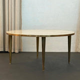 Italian Mid-Century Modern Round Brass And Marble Coffee Table