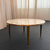 Italian Mid-Century Modern Round Brass And Marble Coffee Table