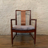 Danish Modern Walnut Teak Rolling Armchair For John Stuart