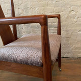 Danish Modern Walnut Teak Rolling Armchair For John Stuart
