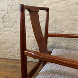 Danish Modern Walnut Teak Rolling Armchair For John Stuart
