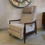 Mid-Century Modern Ebonized Maple Recliner Lounge Chair
