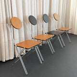 Set Of Six Post-Modern R.J.C. Reversible Folding Chairs By René-Jean Caillette