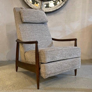 Mid-Century Modern Ebonized Maple Recliner Lounge Chair