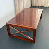 Hollywood Regency Mahogany And Leather Coffee Table