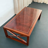 Hollywood Regency Mahogany And Leather Coffee Table