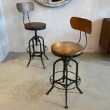 Pair Of Industrial Height Adjustable Swivel Toledo Stools