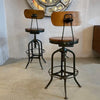 Pair Of Industrial Height Adjustable Swivel Toledo Stools