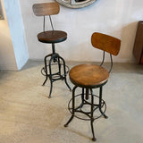 Pair Of Industrial Height Adjustable Swivel Toledo Stools