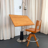 Mid-Century Hydraulic Pump Pedestal Drafting Table By Belmont