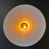 Large Industrial Milk Glass Disc Pendant Light - 18"