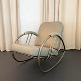 Art Deco Steel And Leather Rocking Chair By Wolfgang Hoffman