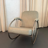 Art Deco Steel And Leather Rocking Chair By Wolfgang Hoffman