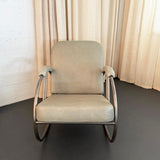 Art Deco Steel And Leather Rocking Chair By Wolfgang Hoffman