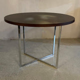 Mid-Century Modern Round Rosewood And Chrome X Base Dining Table